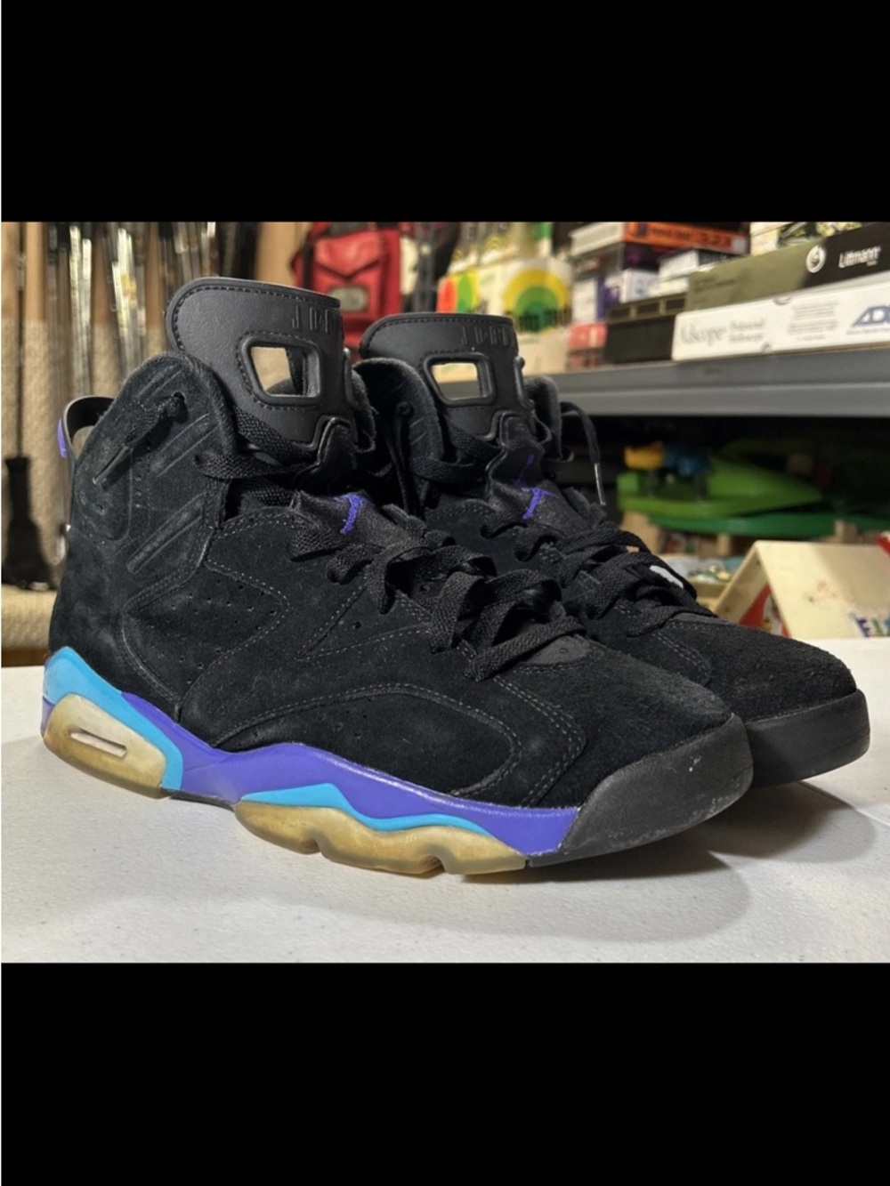 Air Jordan 6 Aqua Retro Size 11 Mens Black Blue Sneakers